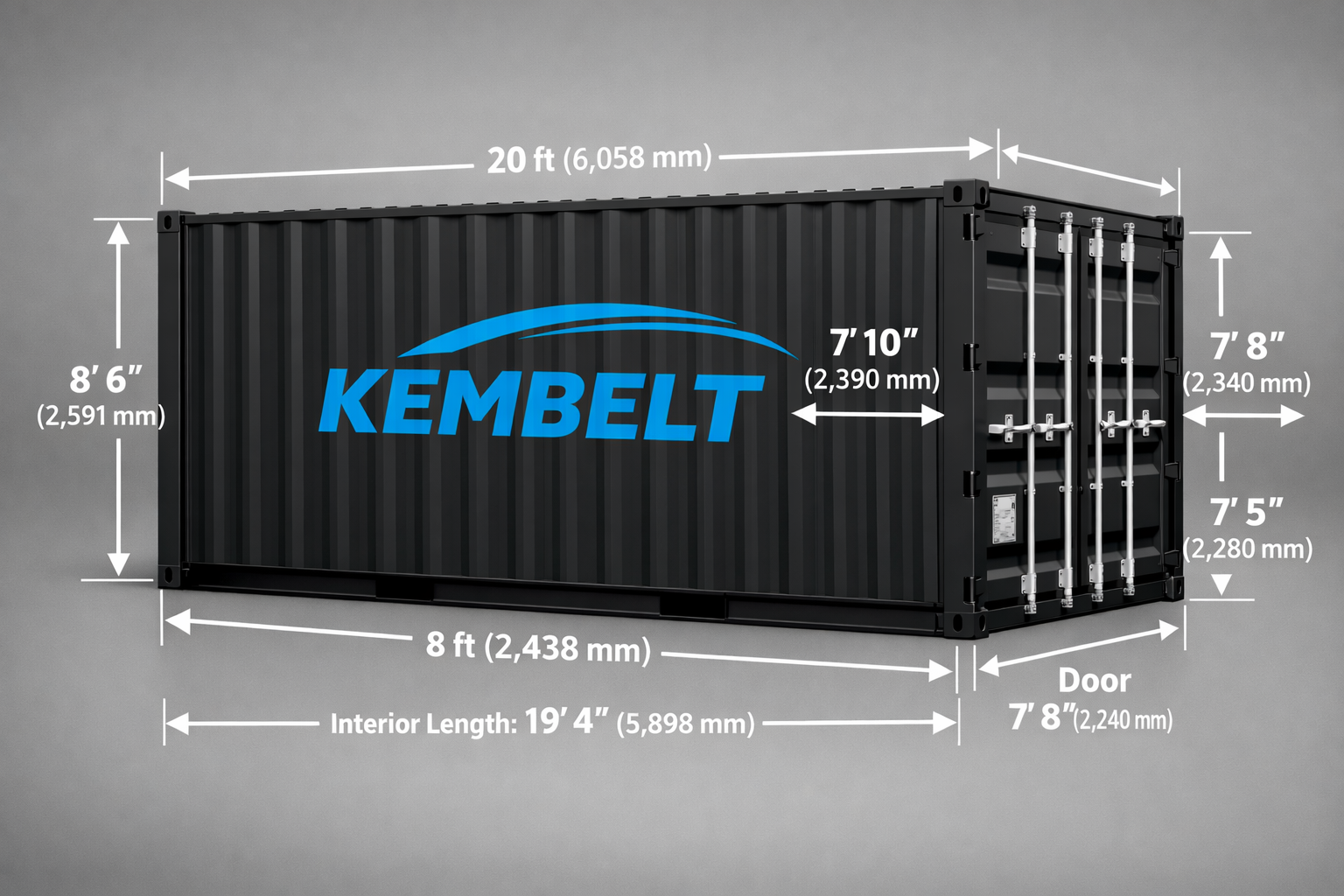 Container maritime 20 pieds Kembelt