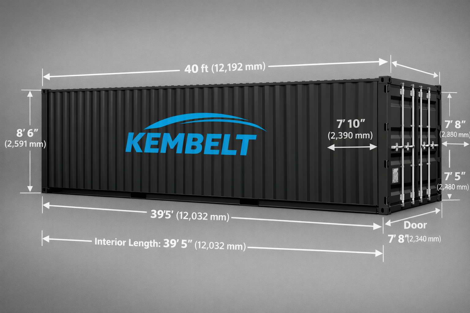 Container maritime 40 pieds Kembelt