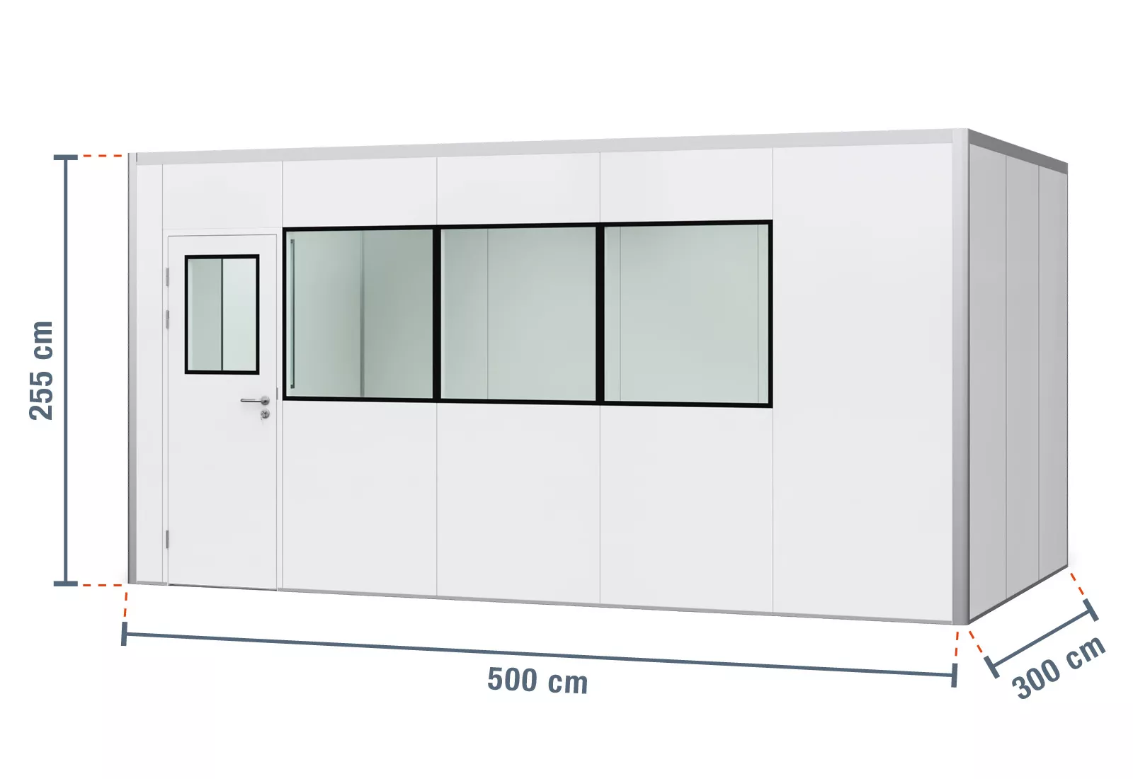 Container construction, modular offices Hall office, foreman's office PREFAB-15, 4 windows, 1 door (11 wall panels, 5 ceiling panels)